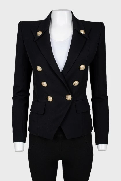 Black jacket with golden buttons with tag