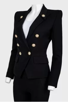 Black jacket with golden buttons with tag