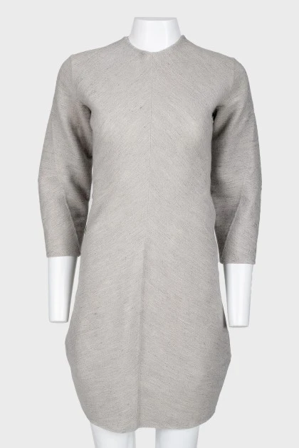 Gray wool dress with pockets