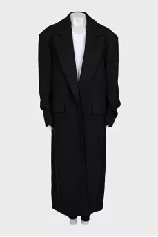 Шерстяное пальто oversize черного цвета