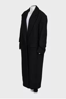 Шерстяное пальто oversize черного цвета