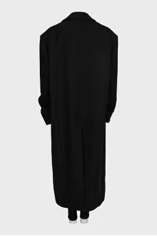 Шерстяное пальто oversize черного цвета