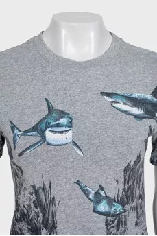 Fitted grey t-shirt with print