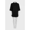 Black suit with loose-fitting shorts