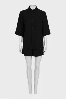 Black suit with loose-fitting shorts