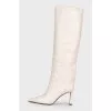 White leather boots with heels