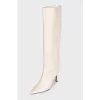 White leather boots with heels