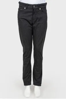 Gray high-waisted jeans
