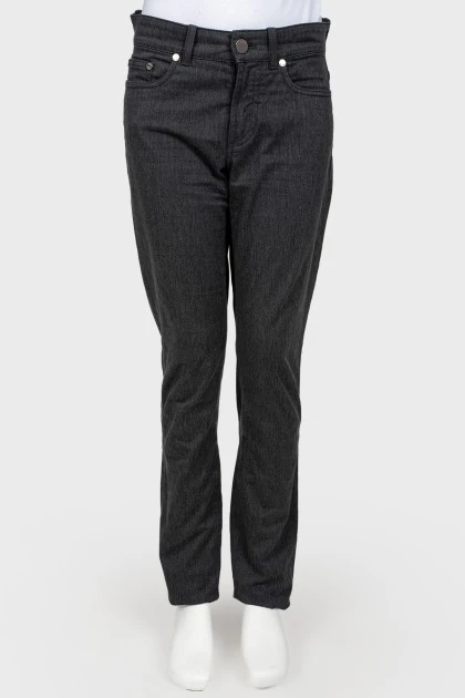 Gray high-waisted jeans