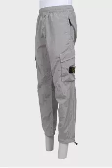 Men's silver cargo bags with logo