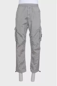 Men's silver cargo bags with logo