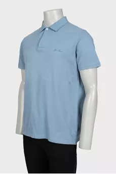 Men's light blue polo shirt with a straight cut