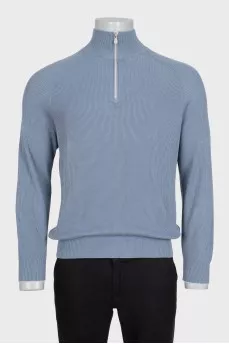 Men's blue sweater with a zipper