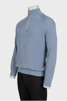 Men's blue sweater with a zipper