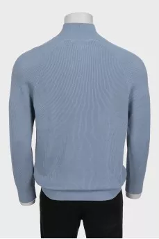 Men's blue sweater with a zipper