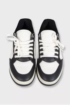 Чоловічі чорно-білі кеди зі шкіри