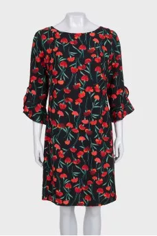 Straight midi dress in a floral print