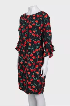 Straight midi dress in a floral print