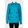 Blue short double-breasted coat