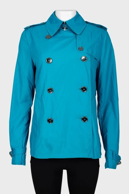 Blue short double-breasted coat