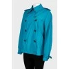 Blue short double-breasted coat