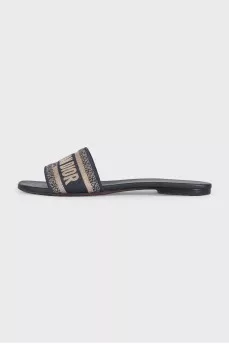 Blue flip-flops with logo