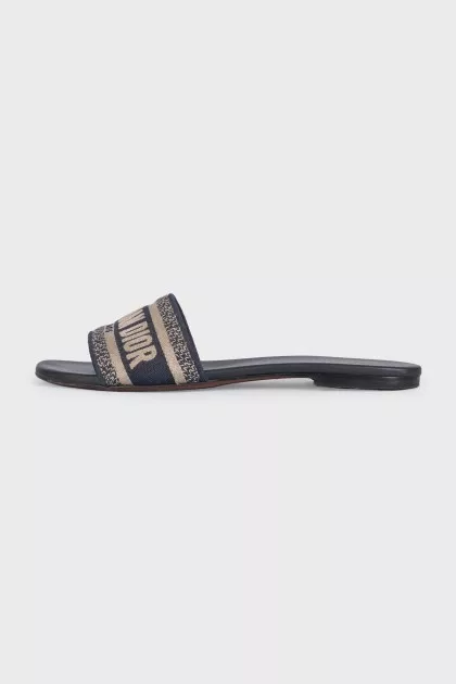 Blue flip-flops with logo