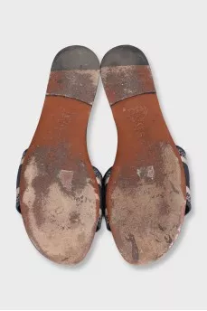 Blue flip-flops with logo