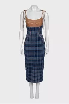 Houndstooth print bodycon dress