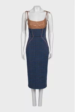 Houndstooth print bodycon dress