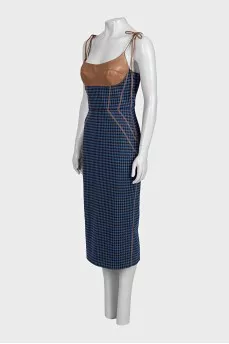 Houndstooth print bodycon dress