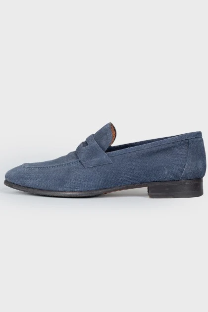 Men's blue suede loafers