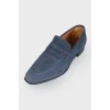 Men's blue suede loafers