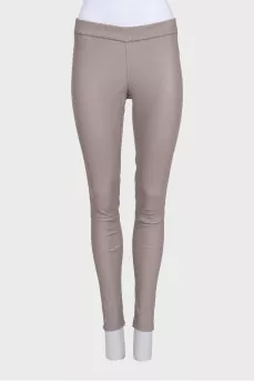Skinny leather trousers with elastic waistband