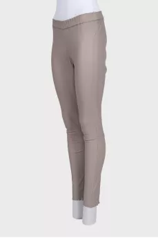 Skinny leather trousers with elastic waistband