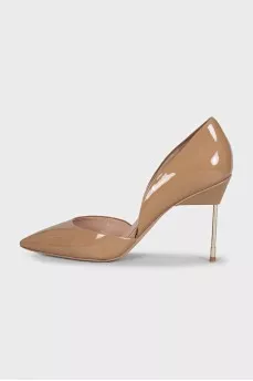 Patent beige stiletto heels