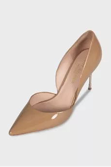 Patent beige stiletto heels