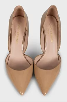 Patent beige stiletto heels
