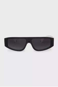 Black and white rectangular frame sunglasses