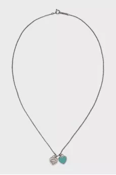 Silver pendant in the shape of two hearts