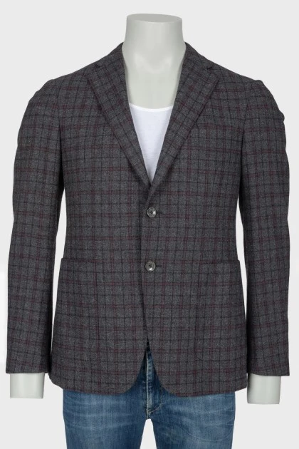 Men's single-breasted plaid blazer