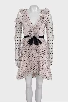 Polka dot tulle mini dress with ruffles