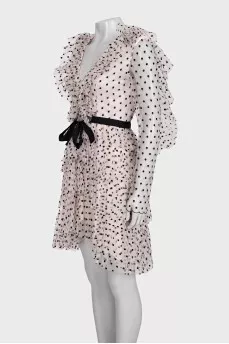 Polka dot tulle mini dress with ruffles
