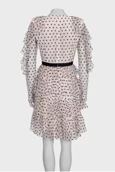 Polka dot tulle mini dress with ruffles