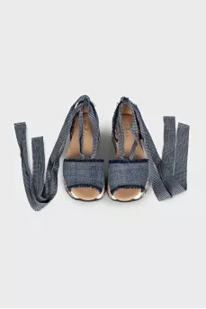 Denim sandals with laces
