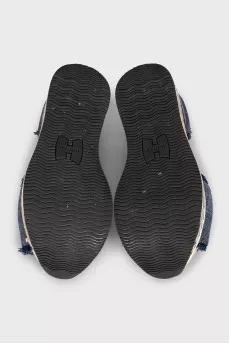 Denim sandals with laces