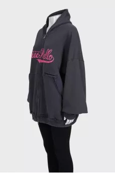 Спортивна кофта чорного кольору oversize в принт