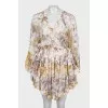 Сукня з шовку в квітковий принт з воланами