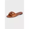 Brown leather Baguette slides