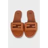 Brown leather Baguette slides